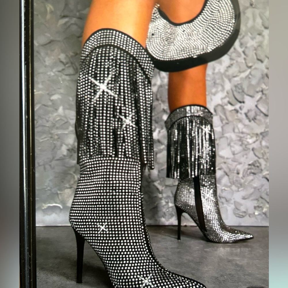 Women's Rhinestone mid-High Boots